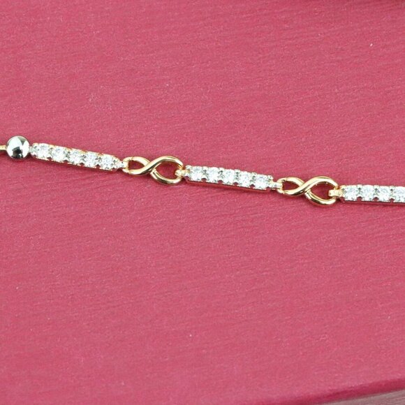 "Elegant Infinity Link Rose Gold & Silver Bracelet with Crystals, XPBL0849 - Picture 10 of 12